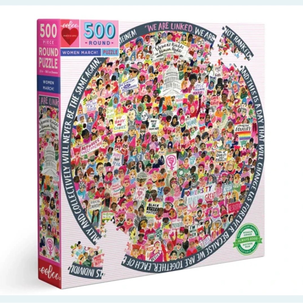 Women March! 500 Piece Round Puzzle by Eeboo EUC